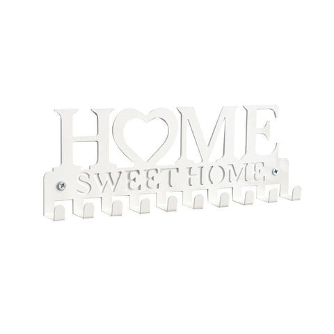 Premium Retro Metal Wall Mounted 10 Key Hook Rack – White