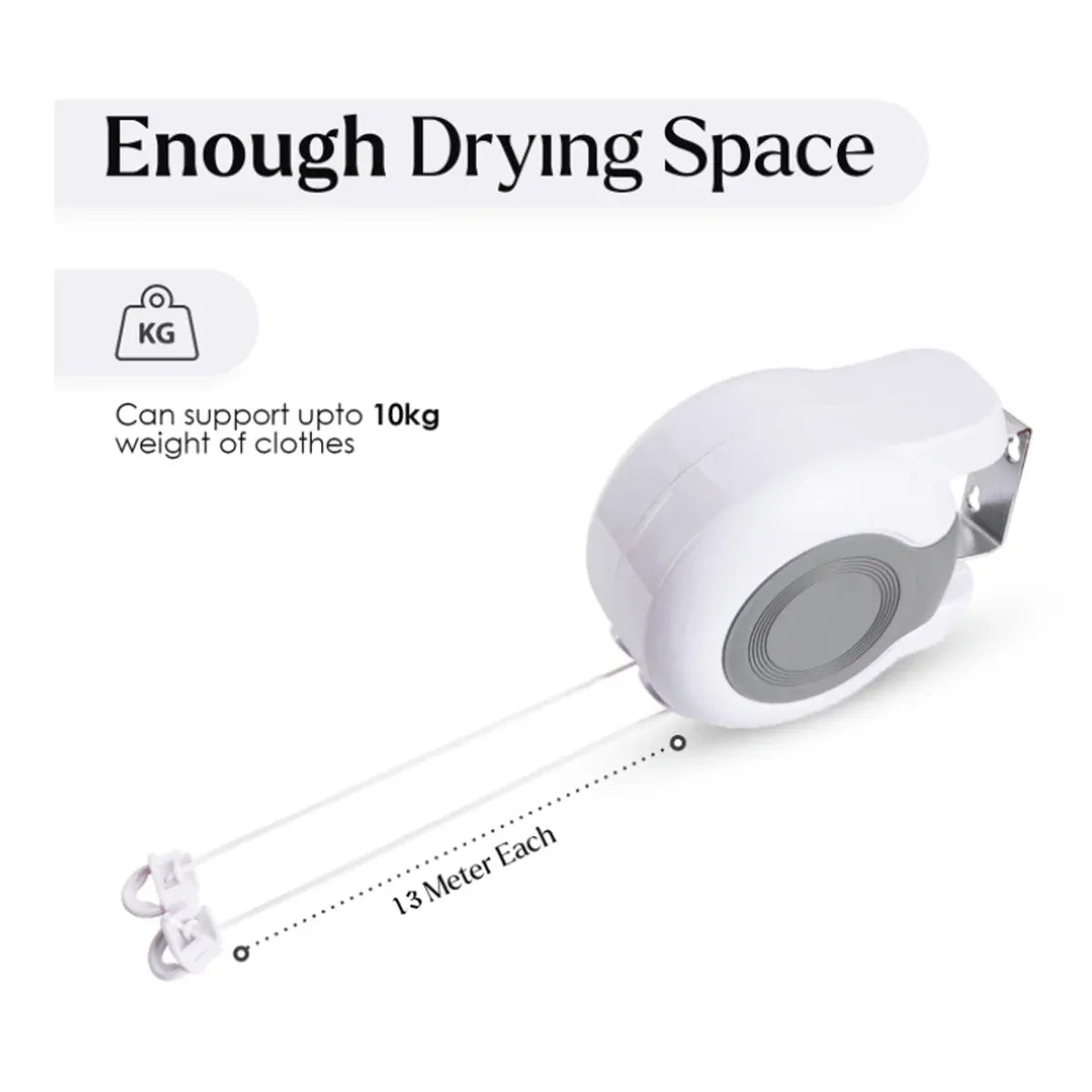 Premium Double Retractable Clothesline – 13m Wall Mounted
