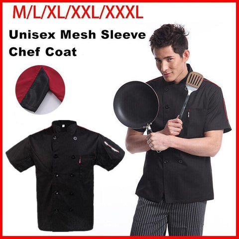 Premium Black Mesh Sleeve Chef Coat – XL