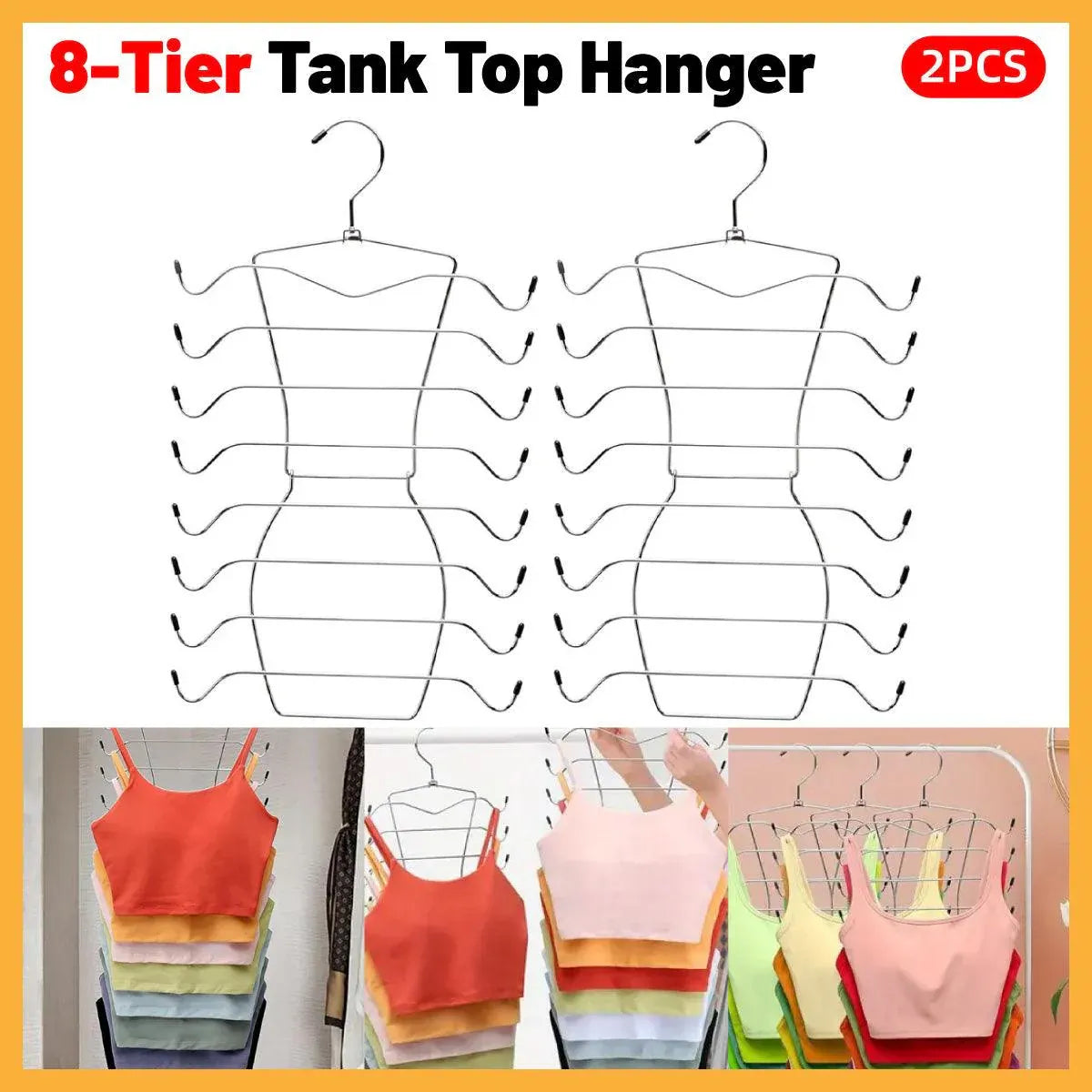 Premium 8-Tier Stainless Steel Clothes Hangers – 2 Pack