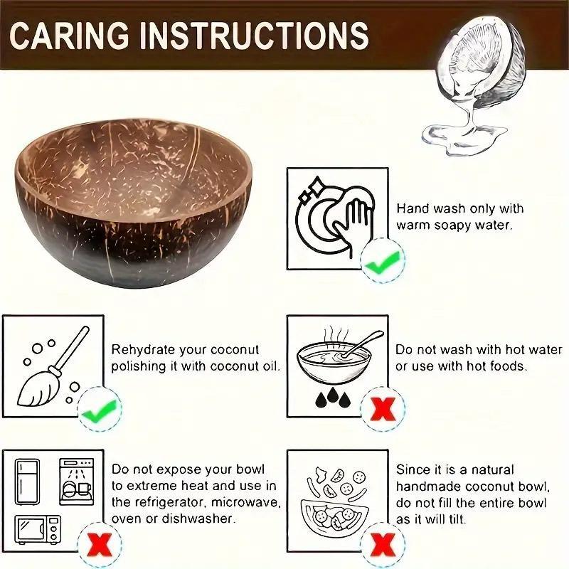Premium Natural Coconut Shell Bowls – 4 Sets