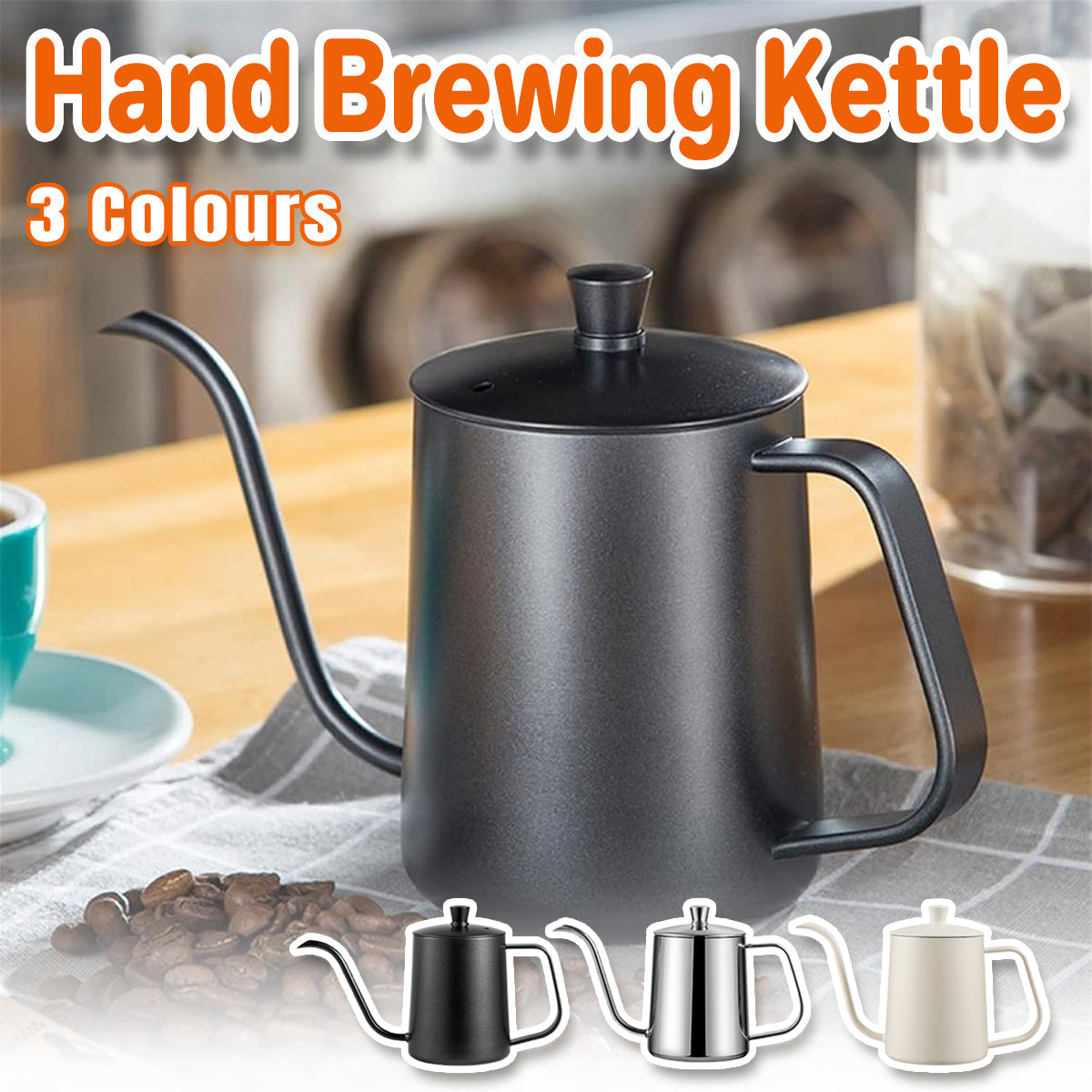 Premium Silver Stainless Steel Gooseneck Hand Drip Coffee Pot Pour Over Kettle