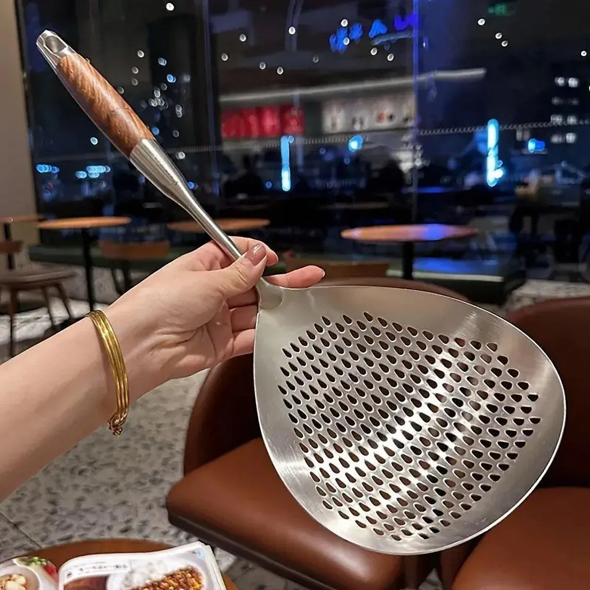 Premium 304 Stainless Steel Colander Strainer Spoon – Long Handle