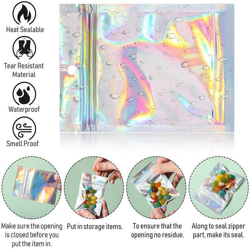 Premium Iridescent Resealable Zip Bags – 9 x 12cm, 200 Pack