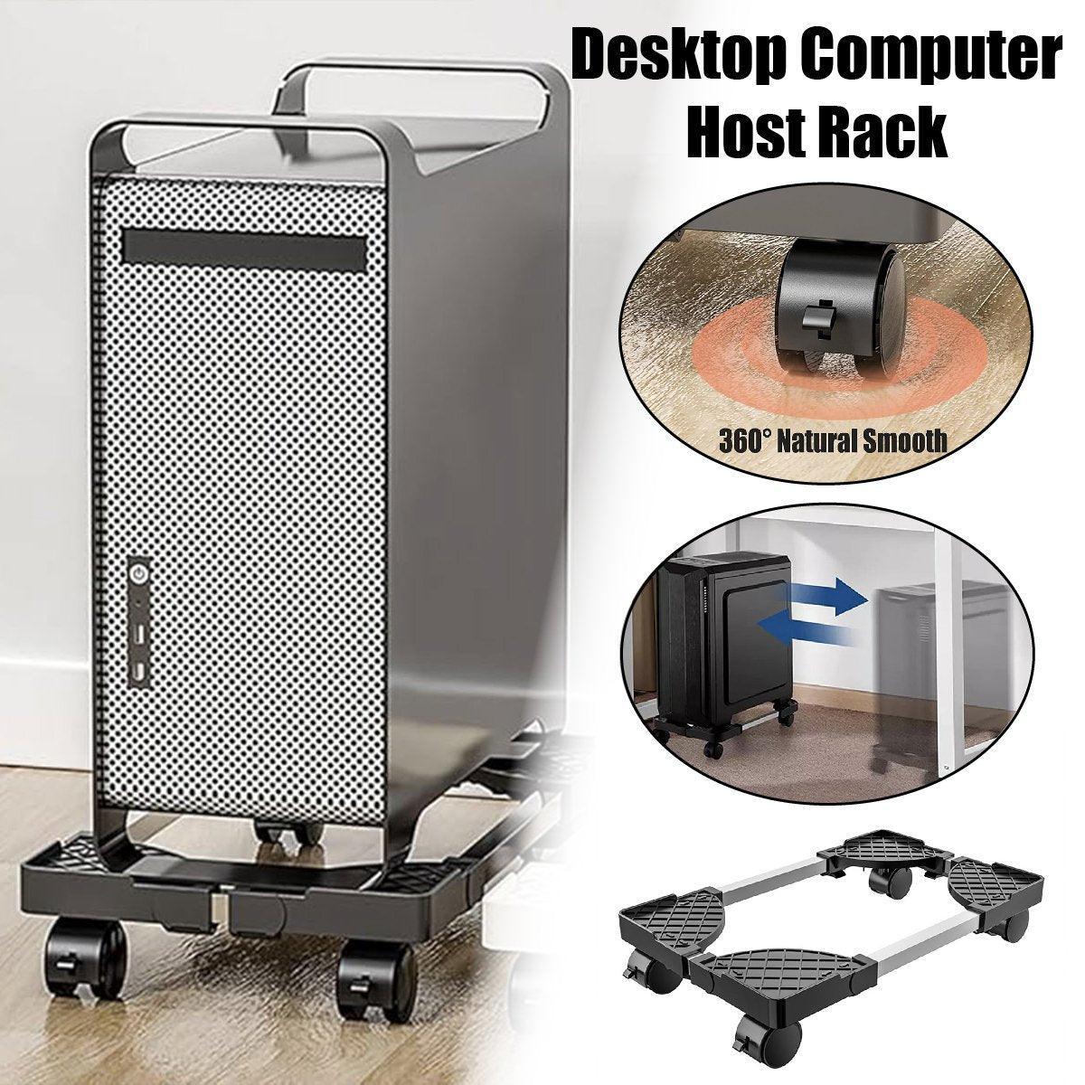 Premium Adjustable Computer Tower Stand – Black with Wheels