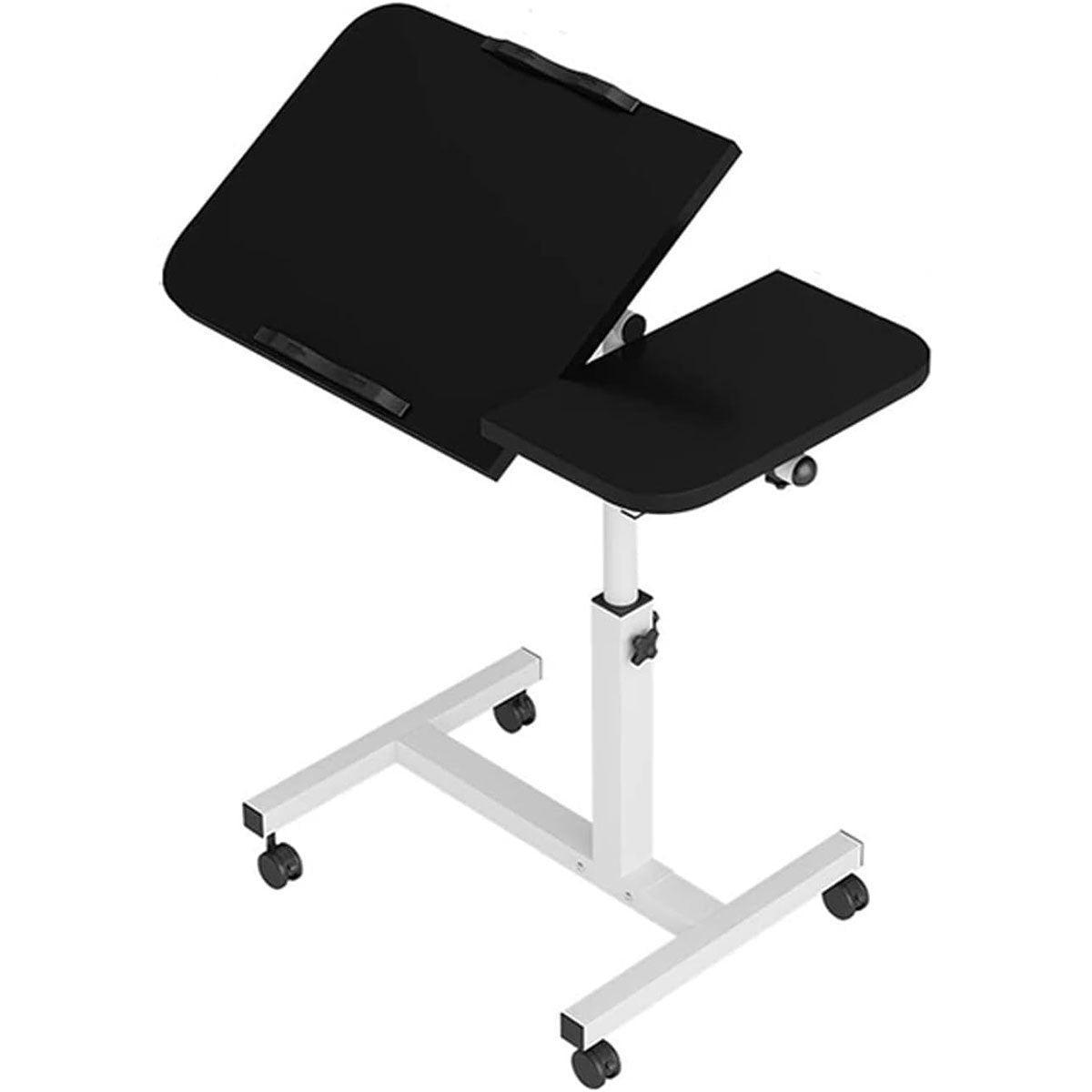 Adjustable Folding Computer Desk Stand Floor-Standing Movable Bedside Table - White - SuperSaverAU - view 6