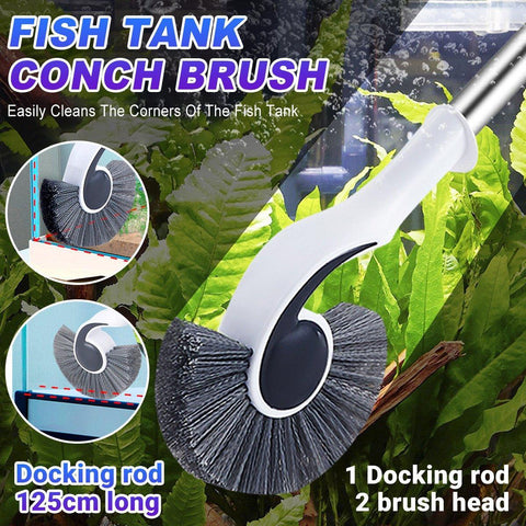 Premium Fish Tank Cleaning Tool with 125cm Handle & Conch Brush