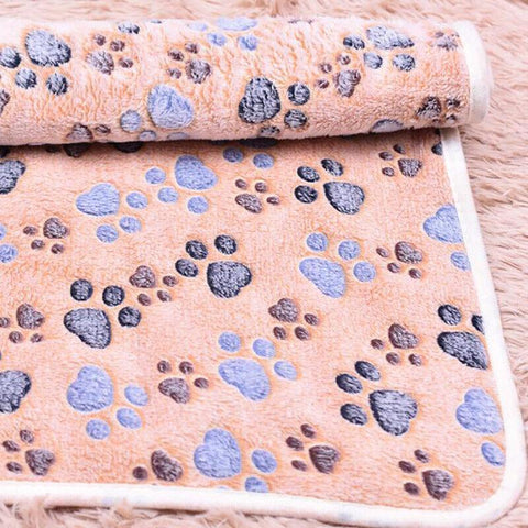 Premium Paw Print Fleece Pet Blanket - Brown Large