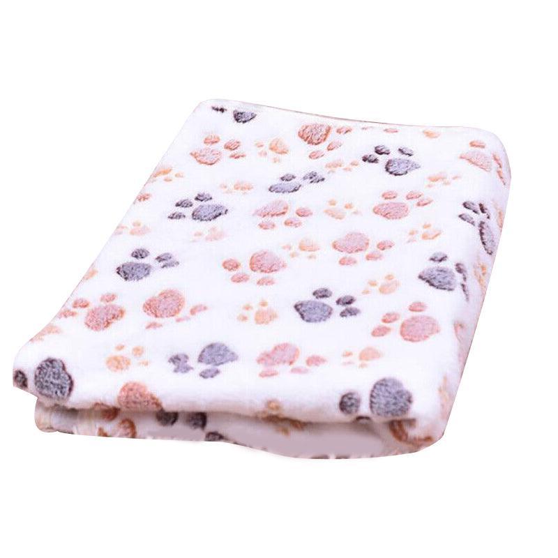 Premium Paw Print Fleece Pet Blanket - Pink Large
