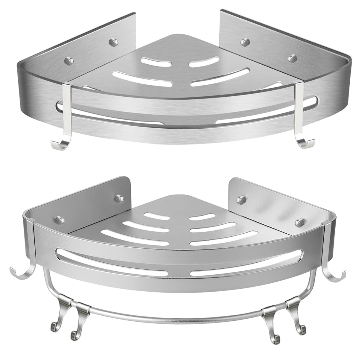 Premium Wall Mounted Stainless Steel Corner Shower Shelf with Rod Single Layer