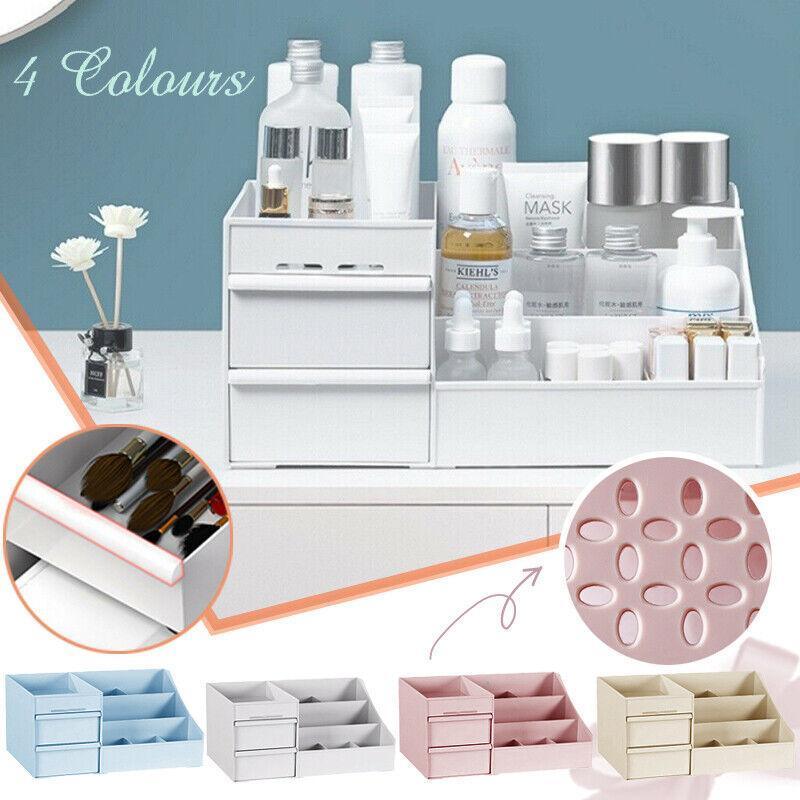 Premium White Cosmetic Makeup Organiser with Drawers and Open Storage Compartments