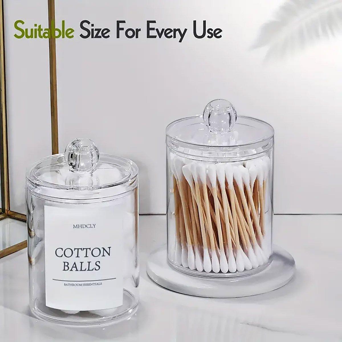 Premium Transparent Cotton Pad & Swab Storage Boxes with Lids - 4pcs