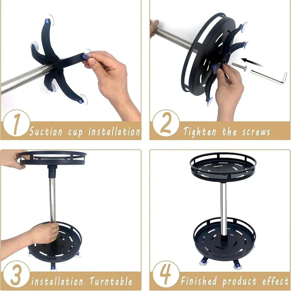 Premium Rotating Spice Rack – Black Adjustable Double Layer