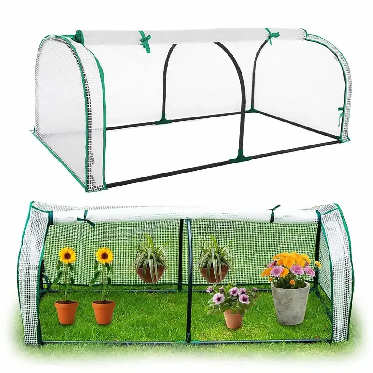 PVC Greenhouse Cover Replacement Plant Tent Garden Shelter 130 × 60 × 50 cm - Grid Style
