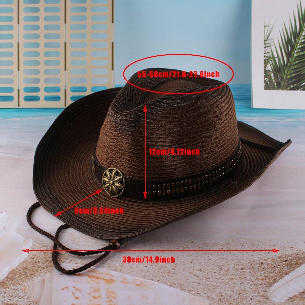 Premium Coffee Unisex Western Wide Brim Straw Cowboy Hat