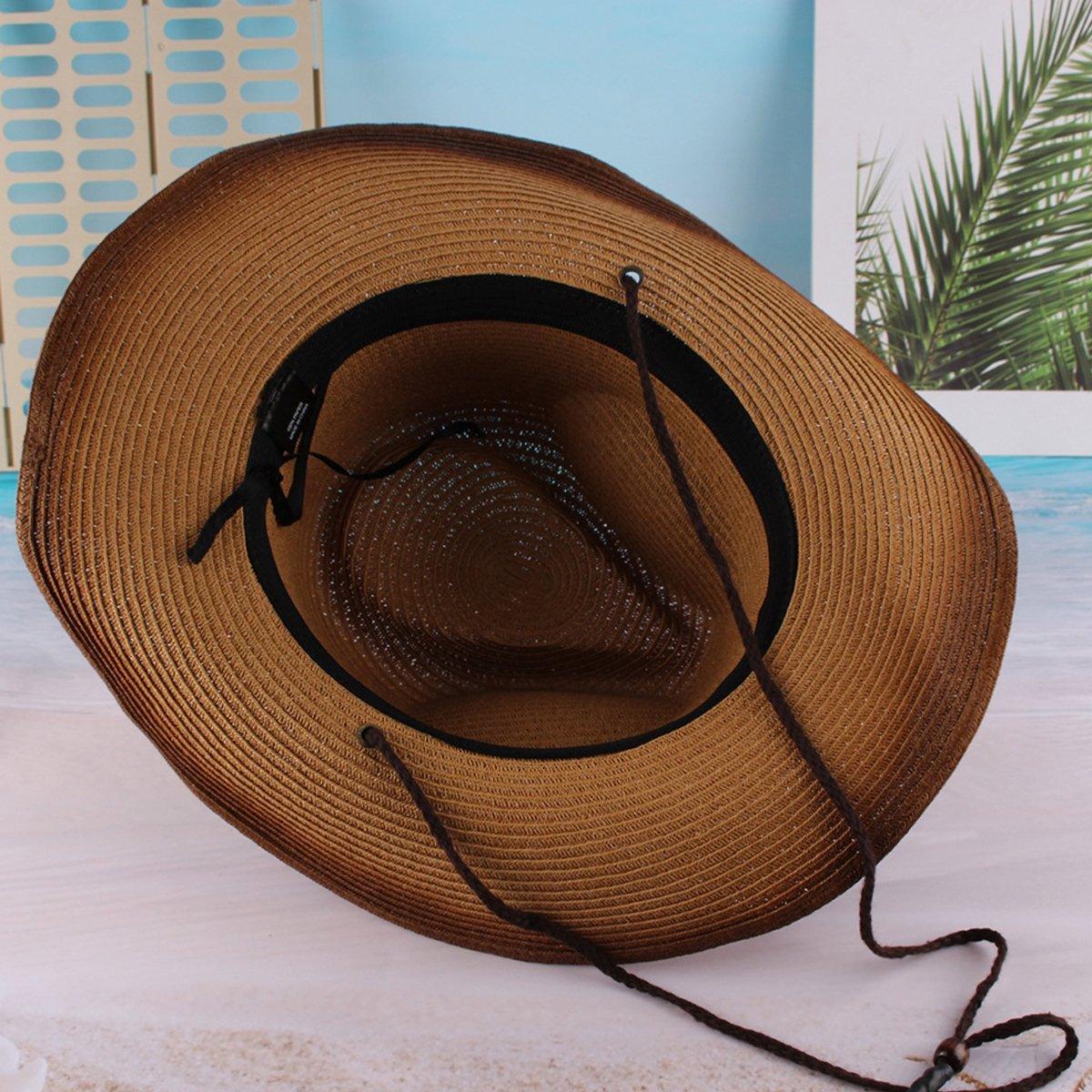 Premium Coffee Unisex Western Wide Brim Straw Cowboy Hat