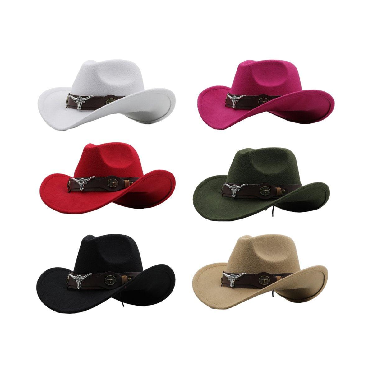 Rose Red Vintage Wool Felt Cowboy Hat for Men - Adjustable & Comfortable - SuperSaverAU - view 2