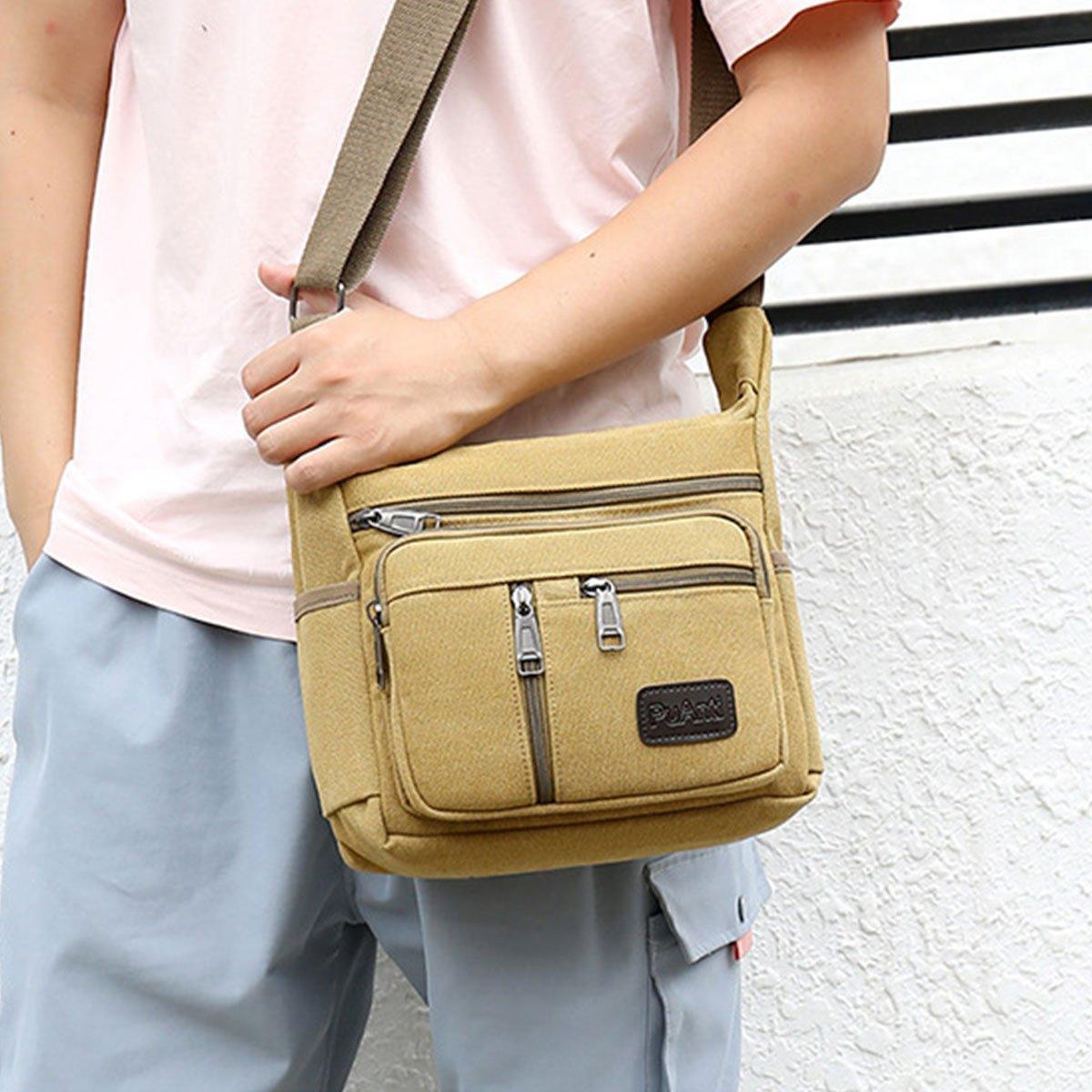 Premium Black Multi Layer Canvas Crossbody Messenger Bag