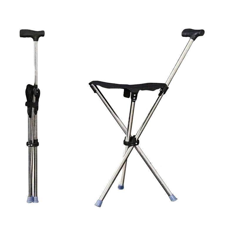 Stainless Steel Folding Cane Chair, Adjustable 31.5-35.4" for Travel & Outdoor Use - SuperSaverAU - view 2