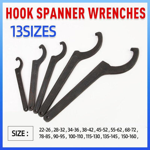 Premium Adjustable C Spanner Hook Wrench with High Carbon Steel - 115-130mm