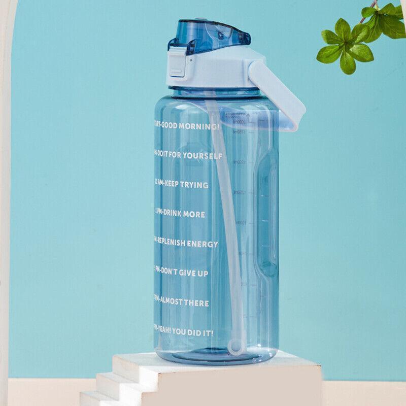 Premium Green 2L Motivational Water Bottle with Straw and Time Markings