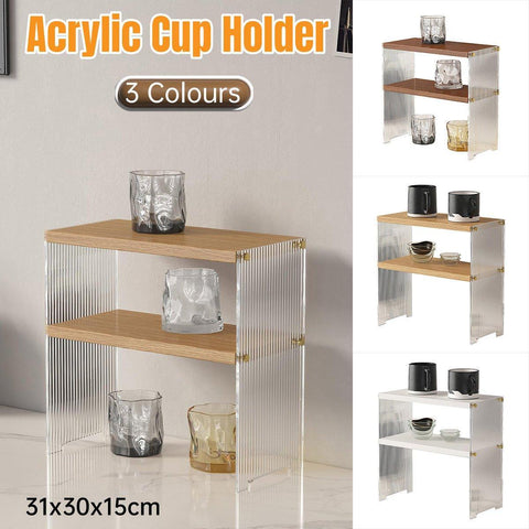 Acrylic Desktop Cup Holder Multi-Purpose Portable Storage Organizer For Home - White - SuperSaverAU - view 1