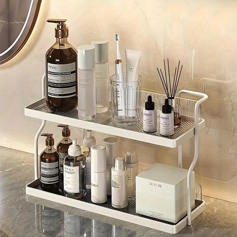 Premium 2 Tier Kitchen Storage Rack Countertop Organiser with Removable Trays