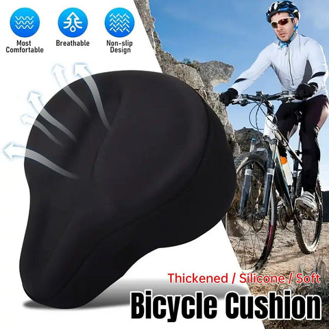 Premium Soft Silicone Bicycle Seat Cover with Breathable Lycra & Non-Slip Fit - Black