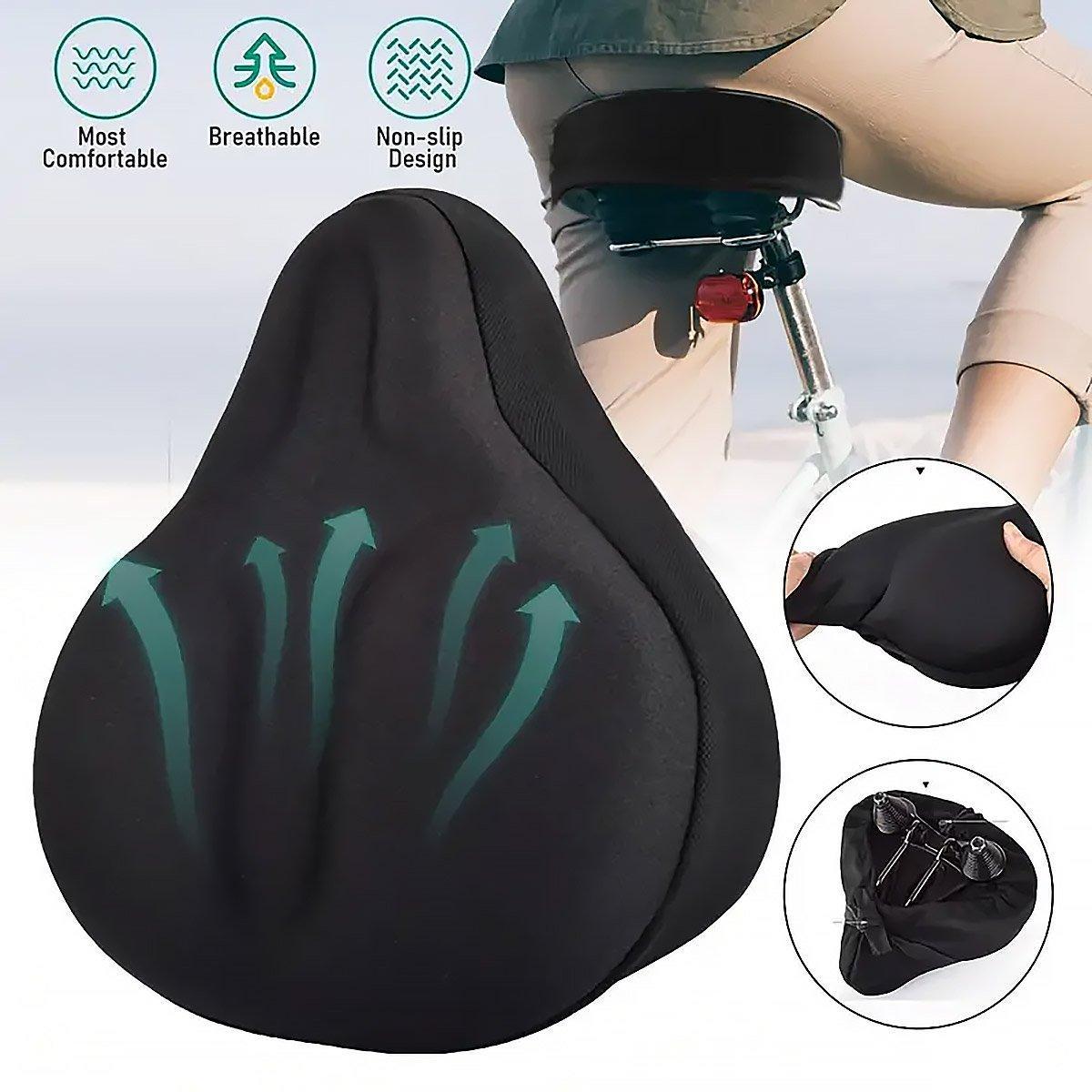 Premium Soft Silicone Bicycle Seat Cover with Breathable Lycra & Non-Slip Fit - Black