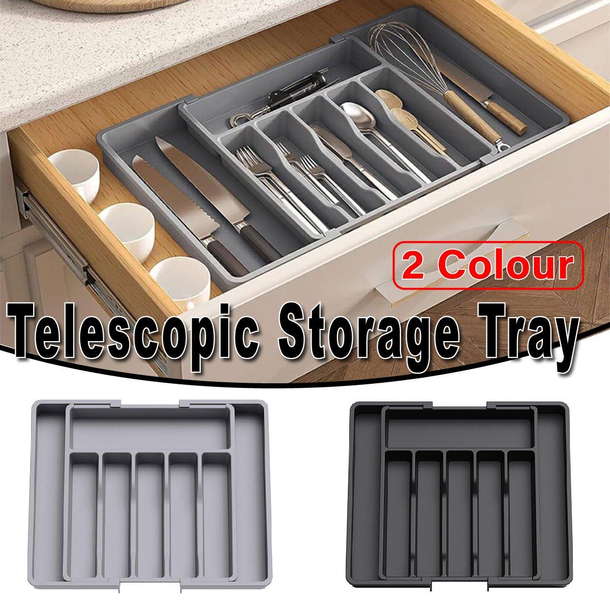 Premium Extendable Cutlery Tray Organiser – Black