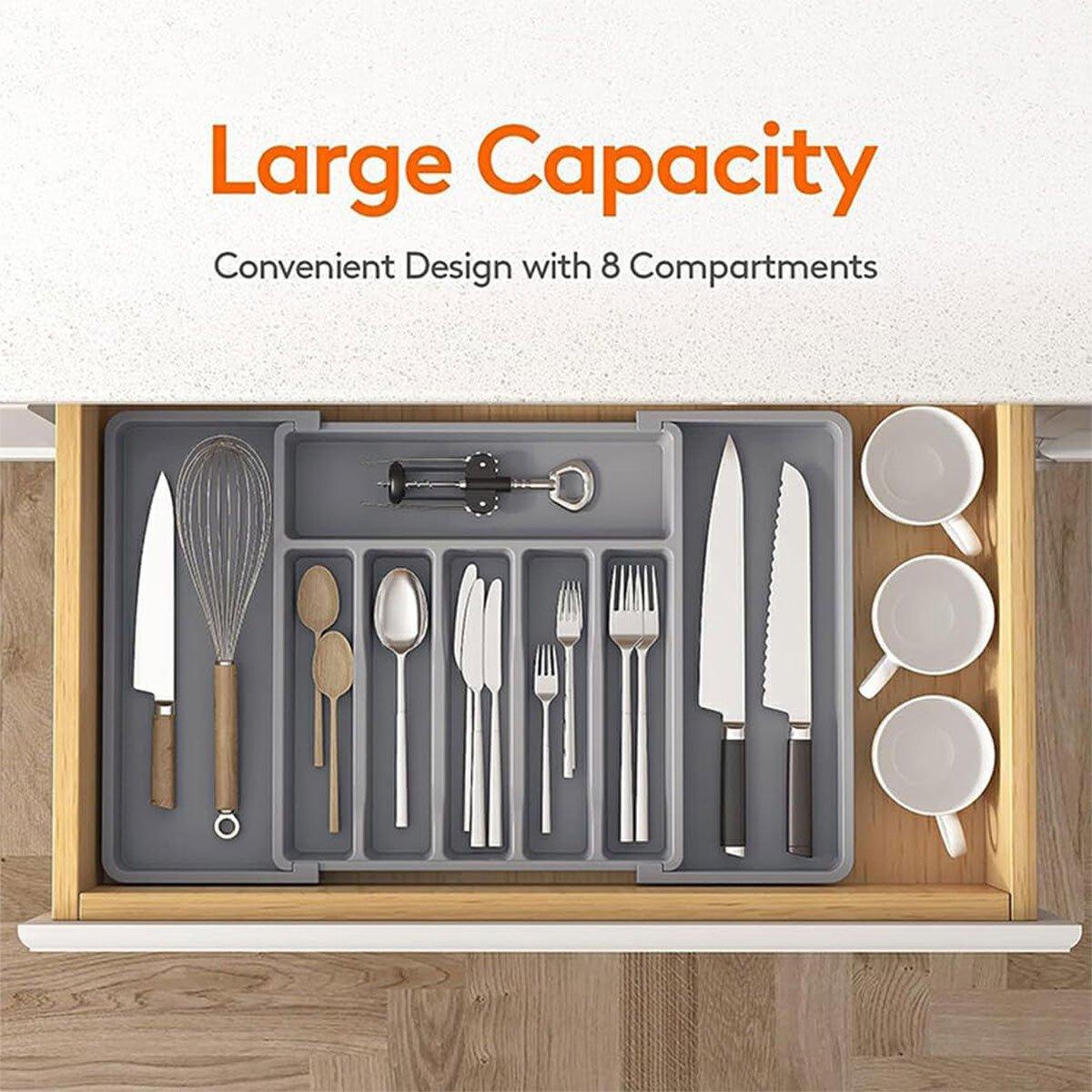 Premium Extendable Cutlery Tray Organiser – Black