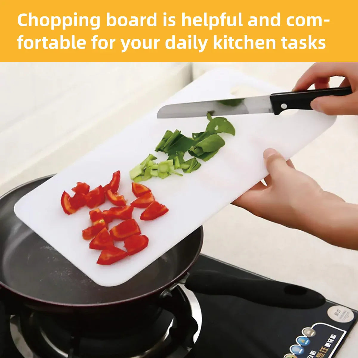 Premium Plastic Cutting Board – White 40 x 25cm with Hanging Hole