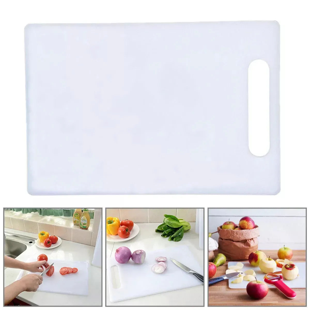 Premium Plastic Cutting Board – White 43 x 27cm with Hanging Hole