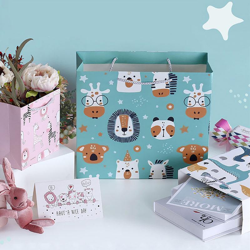 25x Creative Cartoon Animal Gift Bags Cute Birthday Party Favors Tote Paper Bags - Dinosaur-Paradise-25pcs-M - SuperSaverAU - view 3