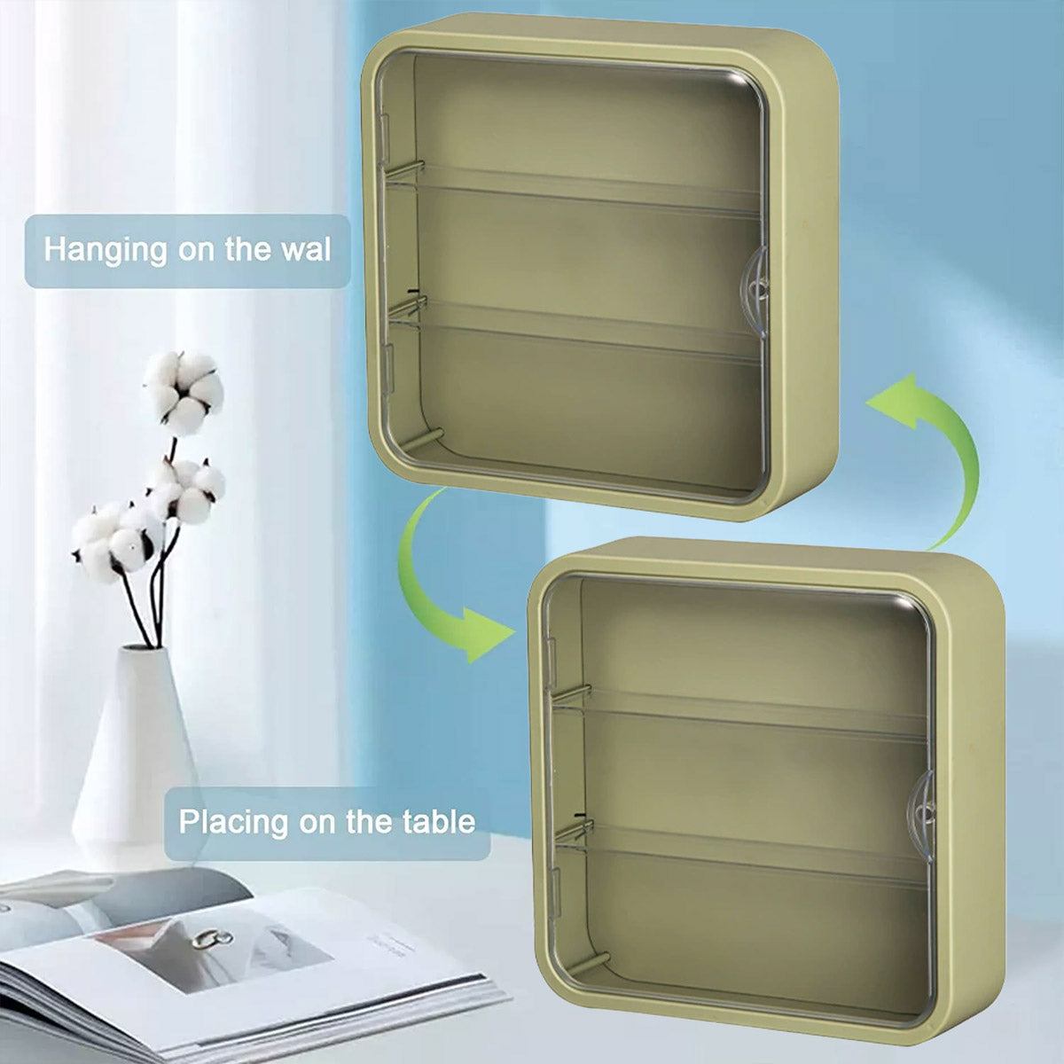 Premium Beige Wall Mounted Acrylic Figure Display Case Dustproof 30x30x8cm