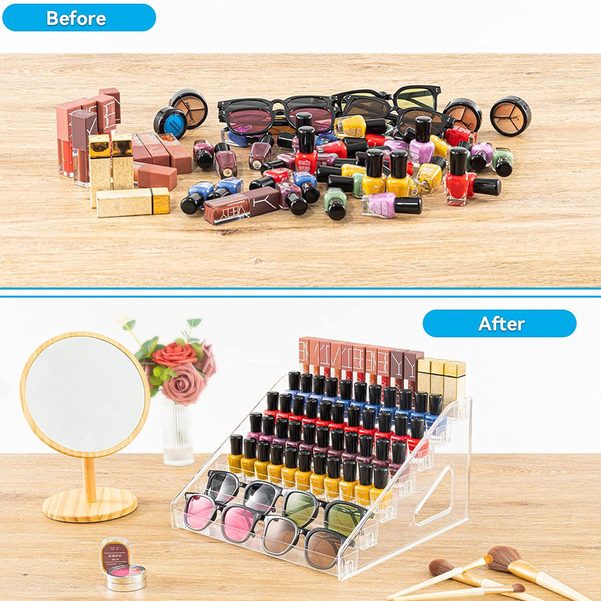 Premium Acrylic Nail Polish Display Rack - Clear, 6 Tier