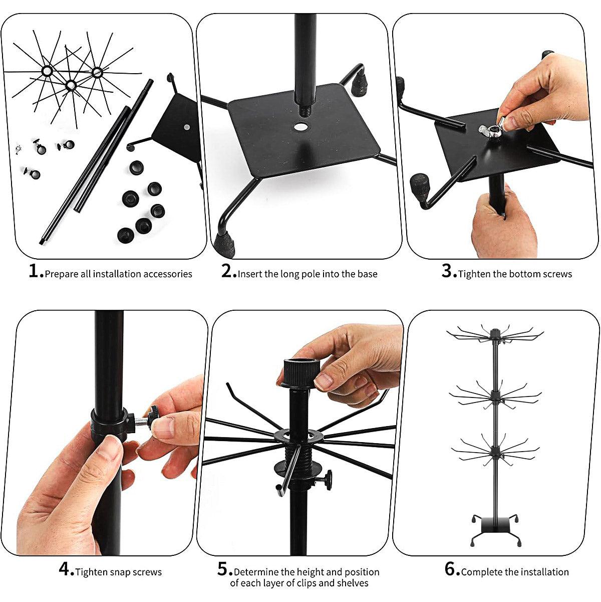 3-Tier Rotating Display Stand 63" with Adjustable Height & Wheels for Accessories - SuperSaverAU - view 4