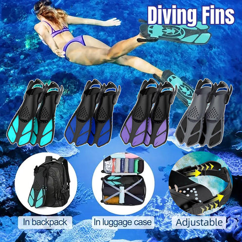 Adjustable Diving Flippers Swim Fins for Snorkeling Freestyle Training Gear - Black-S/M - SuperSaverAU - view 1