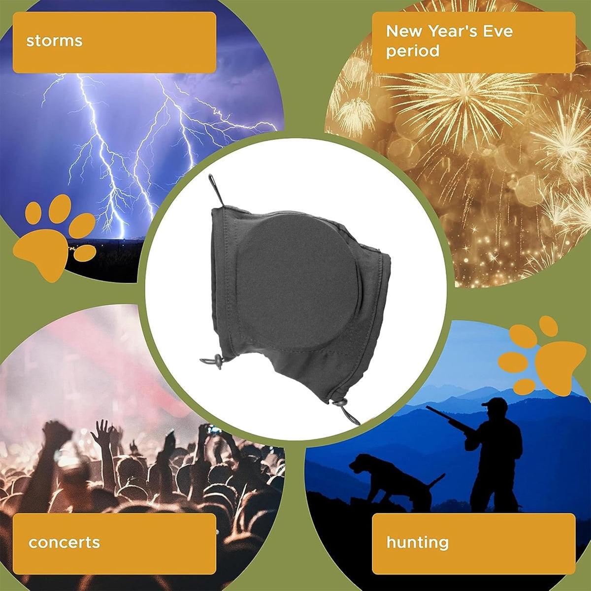 Premium Adjustable Dog Ear Muffs Noise Reducing Headwrap - Black M