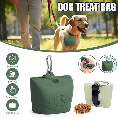 Premium Silicone Dog Treat Pouch with Magnetic Closure - Light Green