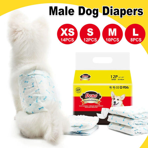 Premium Male Dog Diapers Leakproof with Wetness Indicator - XS 14pcs