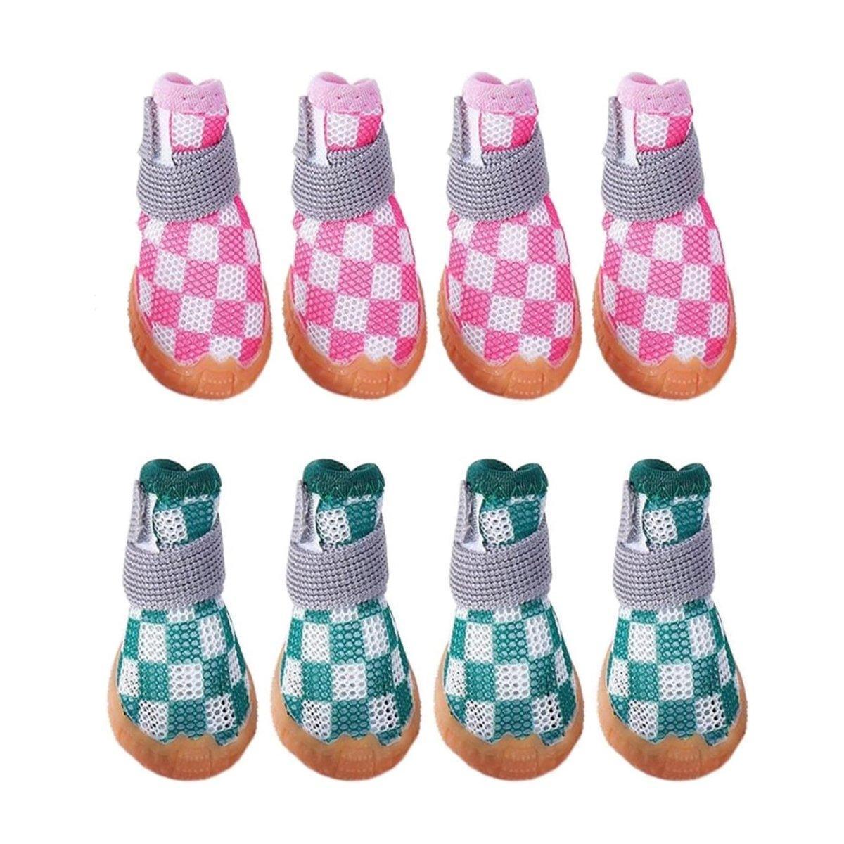 Premium Breathable Mesh Dog Shoes 4pcs - Pink Size 4