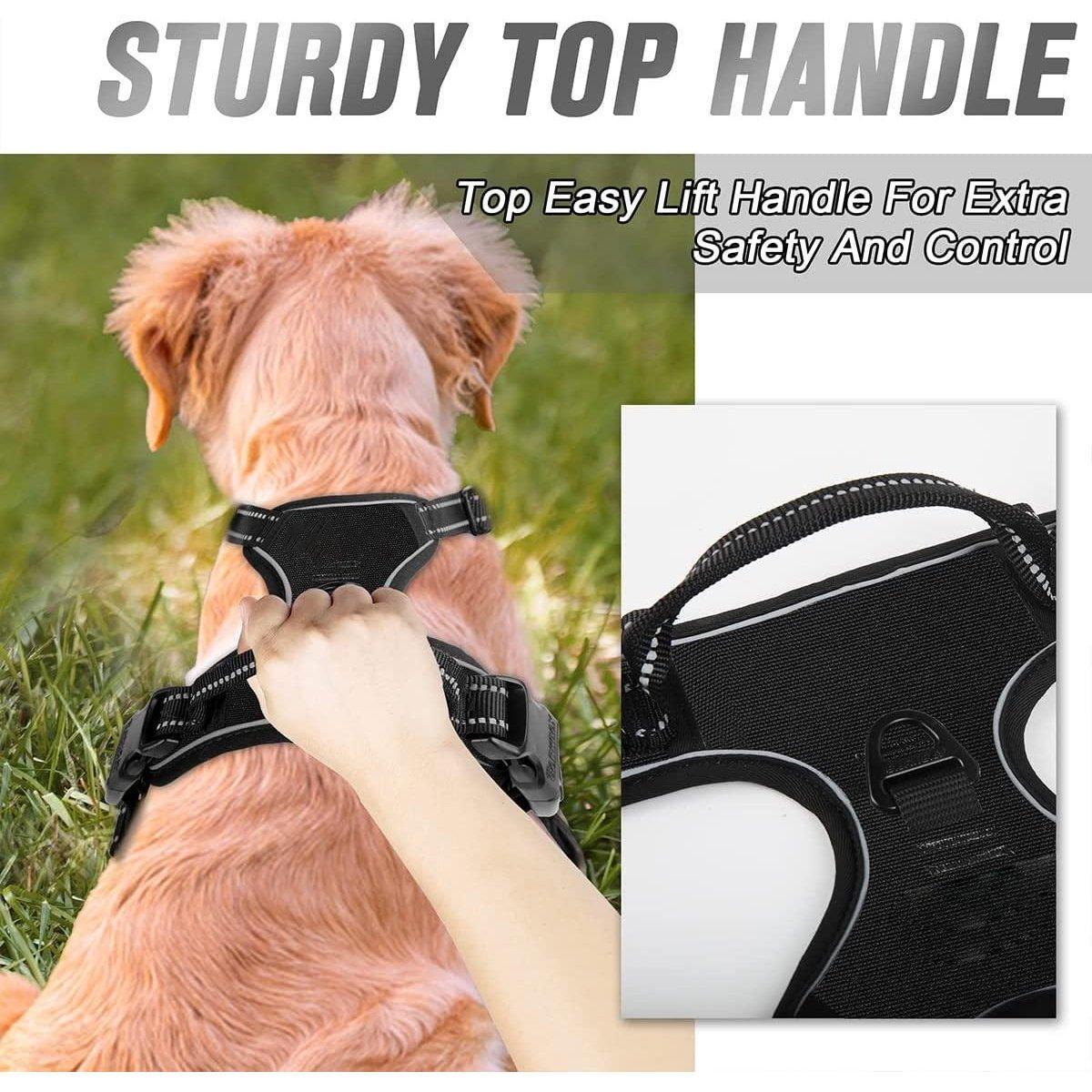 Premium Adjustable No-Pull Dog Harness with Reflective Strips - Black S