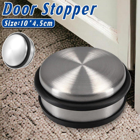 Premium Heavy Duty Rubber Door Stopper – Silver & Black