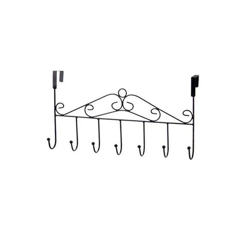 Premium Black 7 Hook Over Door Clothes Hanger Towel Storage Rack