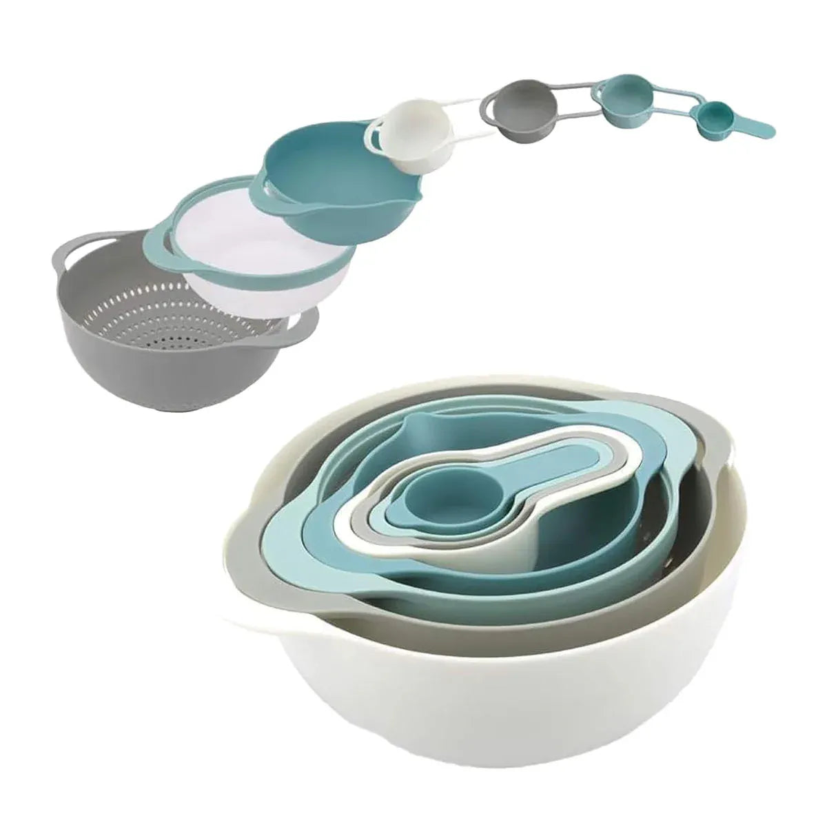 Premium 8 Piece Plastic Basin & Drain Basket Set