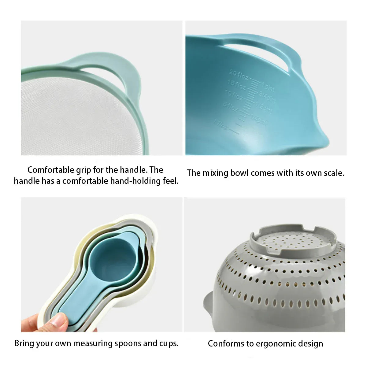 Premium 8 Piece Plastic Basin & Drain Basket Set