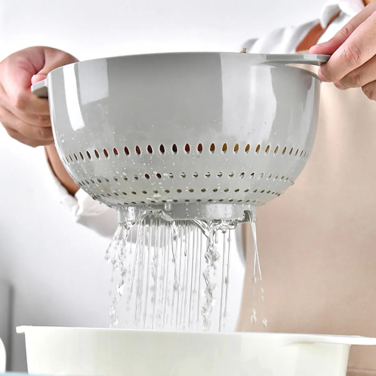 Premium 8 Piece Plastic Basin & Drain Basket Set