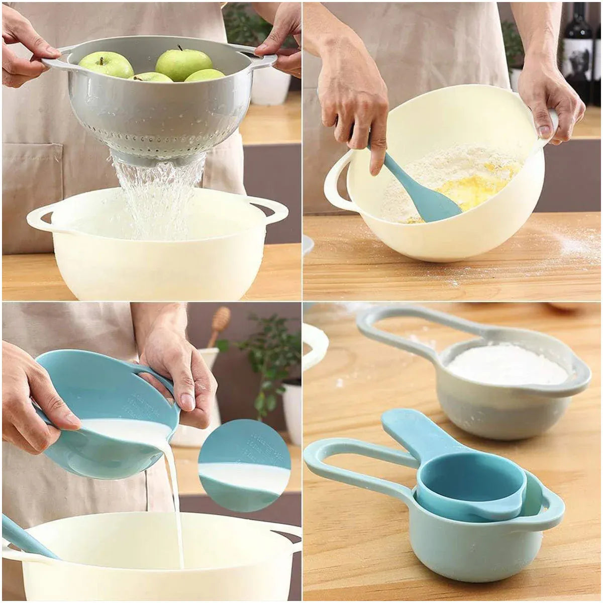 Premium 8 Piece Plastic Basin & Drain Basket Set