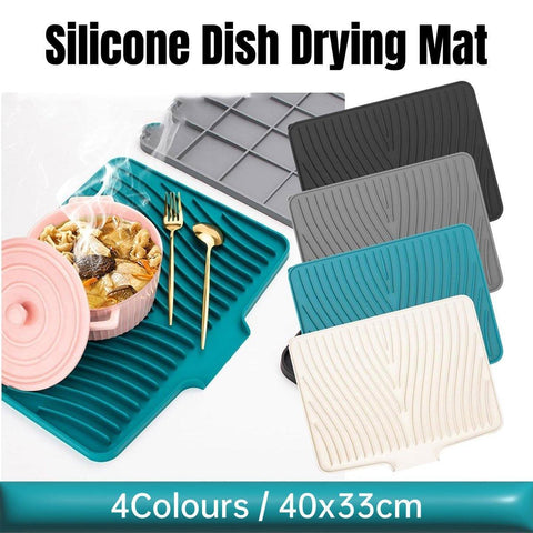 Silicone Dish Drying Mat Heat Resistant Draining Slope Pad for Kitchen Counter - Green - SuperSaverAU - view 1